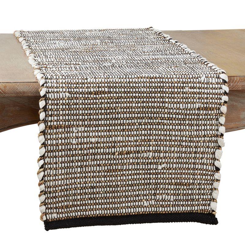 Black and White Jute Striped Table Runner, 16" x 72"