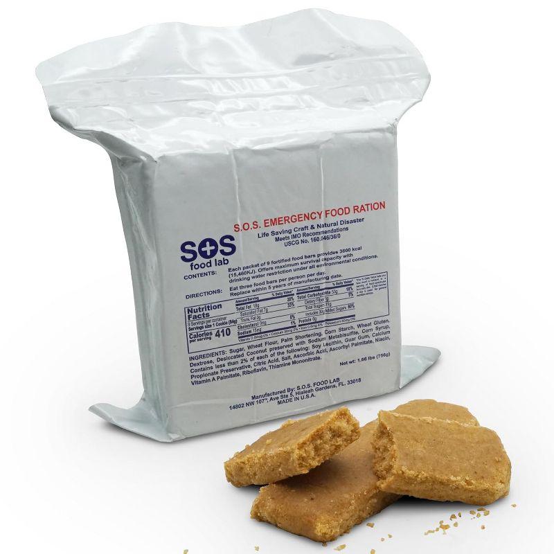 SOS Food Labs, Inc. 185000825 S.O.S. Rations Emergency 3600 Calorie Food bar - 3 Day/ 72 Hour Package with 5 Year Shelf Life!