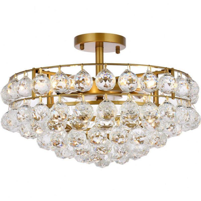 Savannah 18'' Brass and Crystal 5-Light Flush Mount