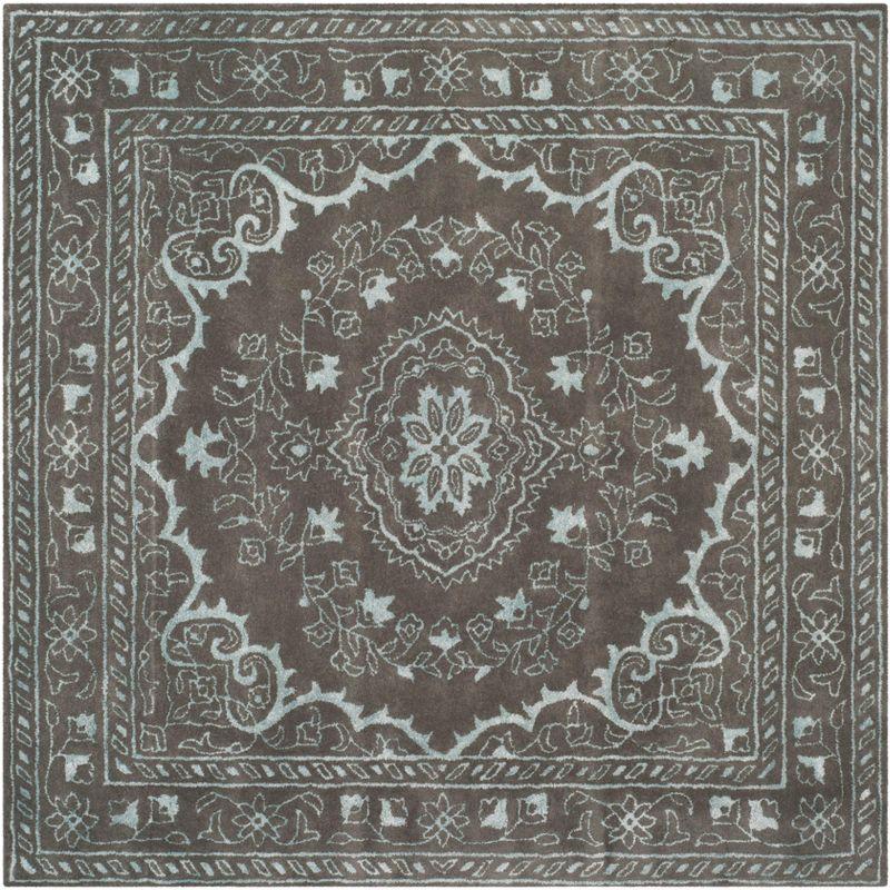 Dark Grey 6' x 6' Square Hand-Tufted Wool Area Rug