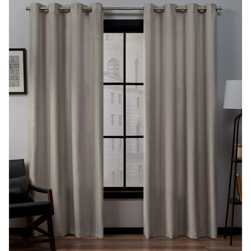 Vintage Linen Light-Filtering Grommet Top Curtain Panels, 54"x84"