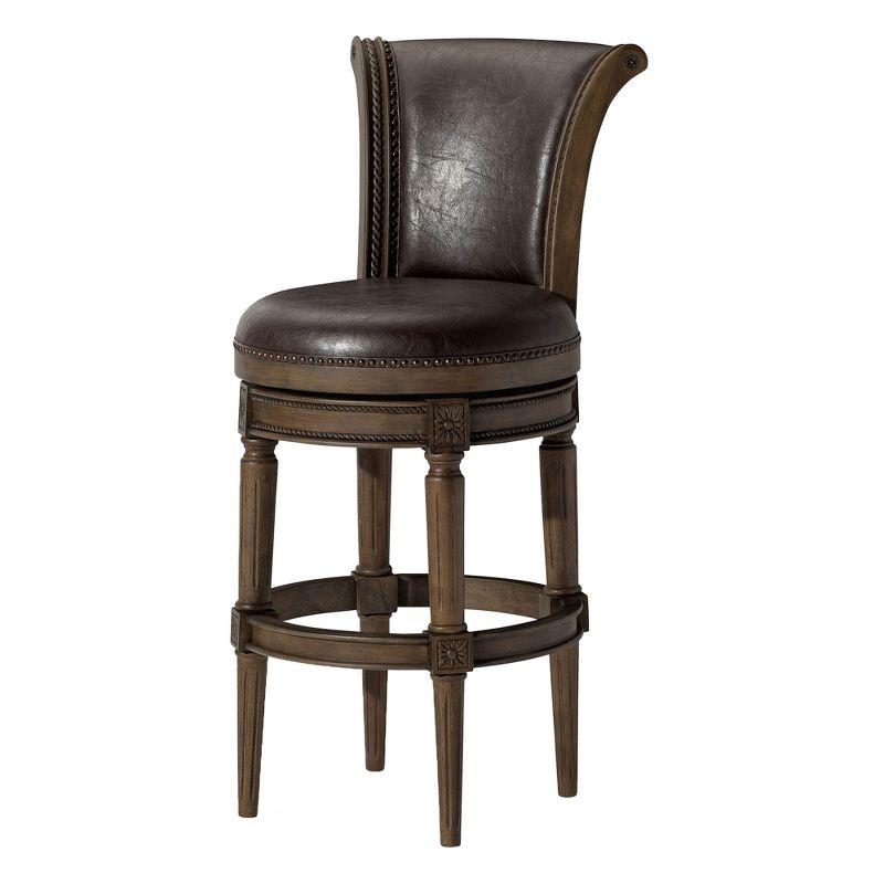 Maven Lane Pullman Counter Stool in Reclaimed Oak Finish w/ Ronan Stone Vegan Leather