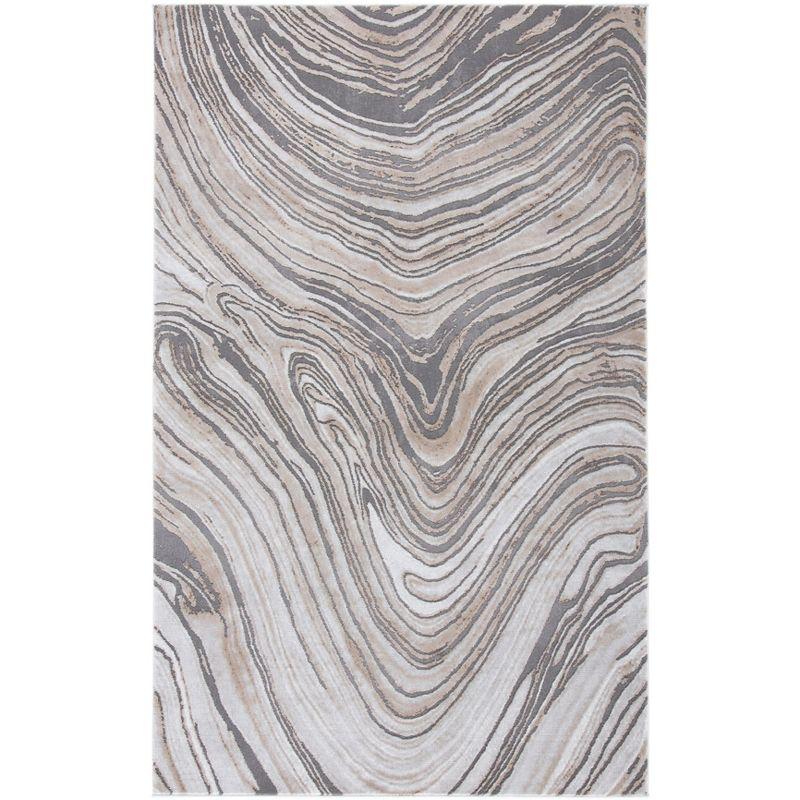 Gray Abstract Hand-Knotted Synthetic Area Rug