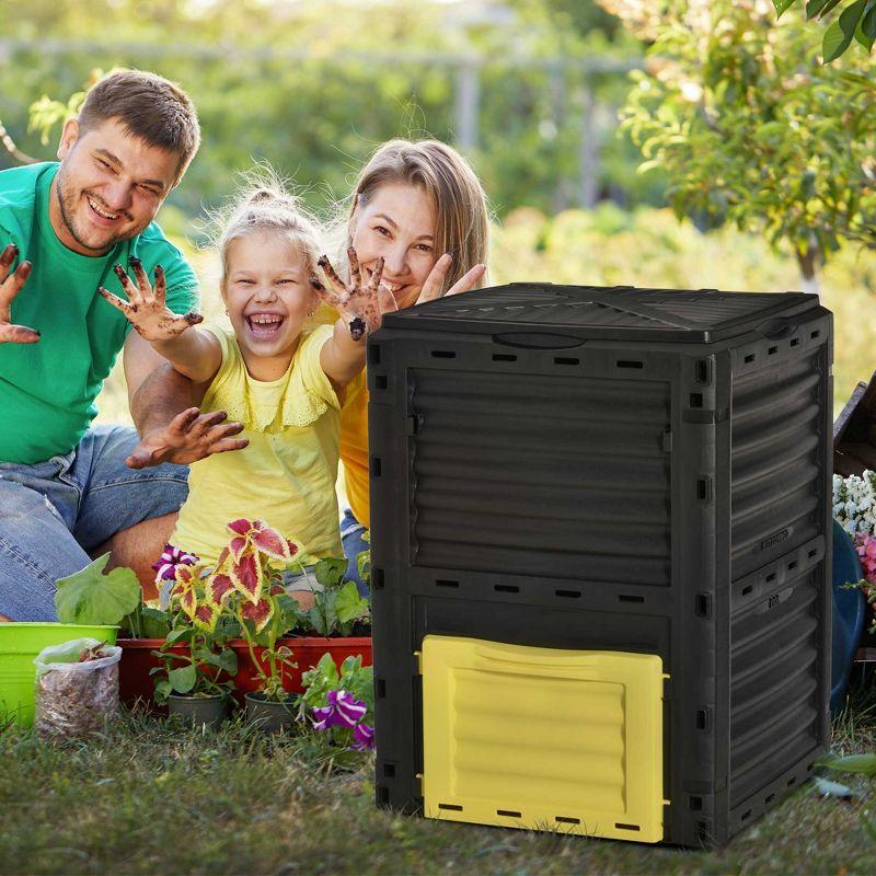 Outsunny Garden Compost Bin 80 Gallon Outdoor Large Capacity Composter Fast Create Fertile Soil Aerating Box, Easy Assembly