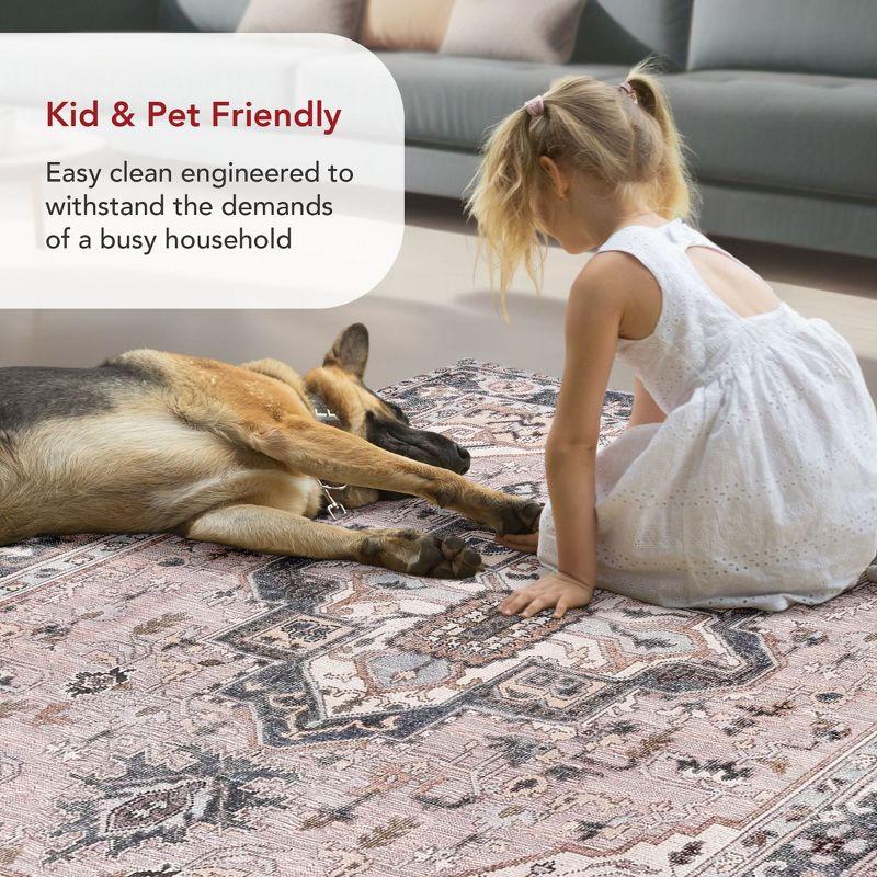 Nuloom Sasha Pet Friendly Machine Washable Medallion Area Rug, 2' x 3', Light Pink