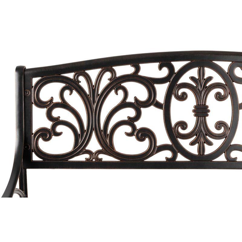 Balkene Home Decatur Outdoor Cast Aluminum Patio Bench Heavy Duty Rust Free Aluminum Construction - Antique Bronze Finish