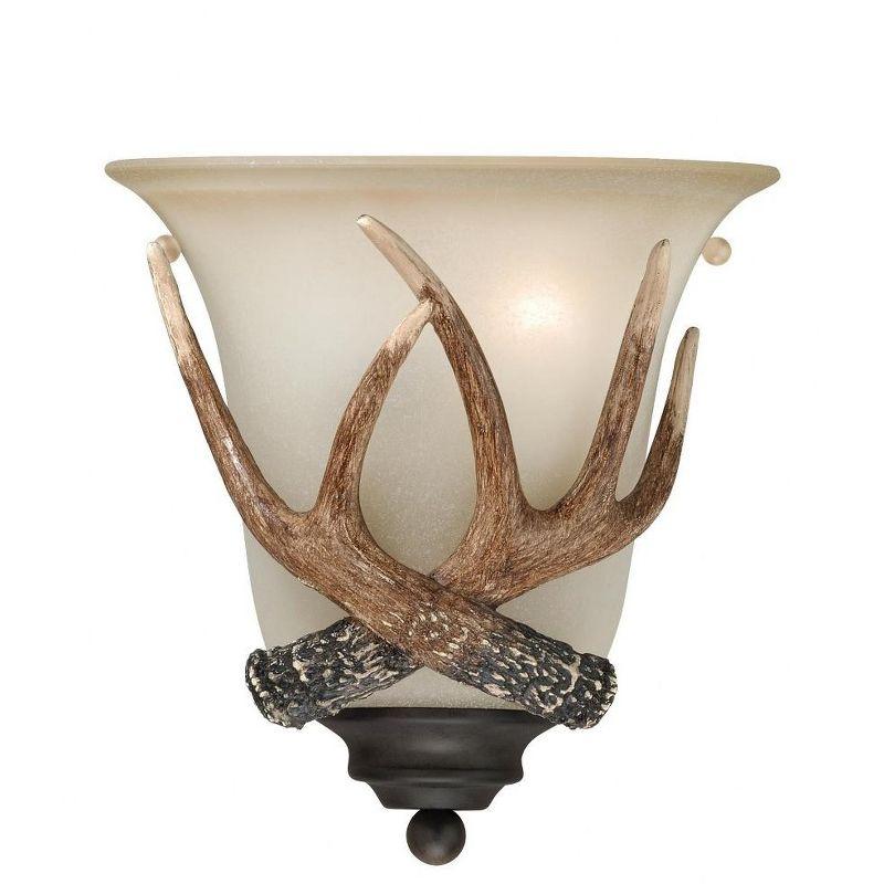 Rustic Black Walnut Dimmable Wall Sconce with Creme Cognac Glass