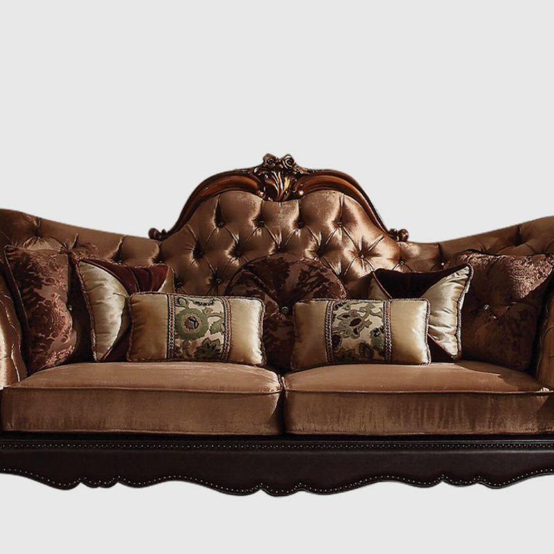 Acme Furniture Dresden Sofa Golden Brown Velvet/Cherry Oak