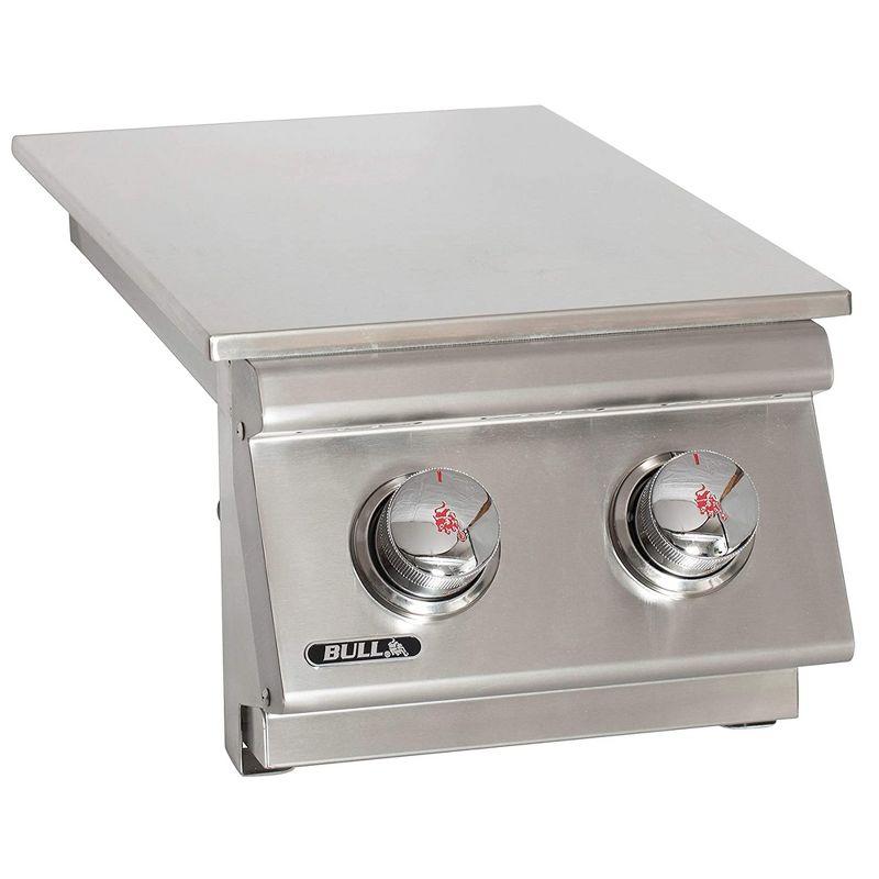 Bull Outdoor Products 22,000 BTUs Slide In Stainless Steel Double Side Burner with Removable Stainless Steel Cover and Brass Burners