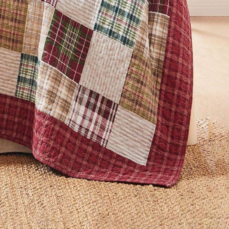 Greenland Home Fashions Oxford Plaid 100% Cotton Quilted Reversible Throw