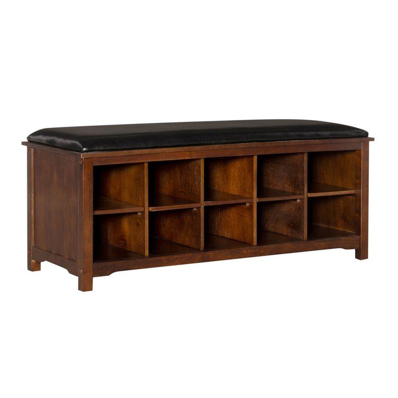 Cape Anne Dark Walnut 48'' Faux Leather Storage Bench