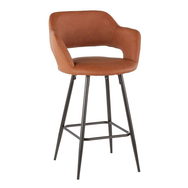 Set of 2 Margarite Contemporary Counter Height Barstool Faux Leather - LumiSource