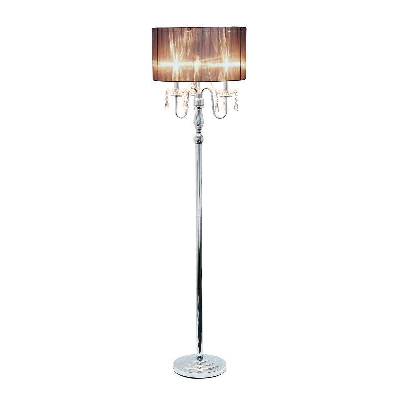 Black Chrome Floor Lamp with Crystal Embellishments