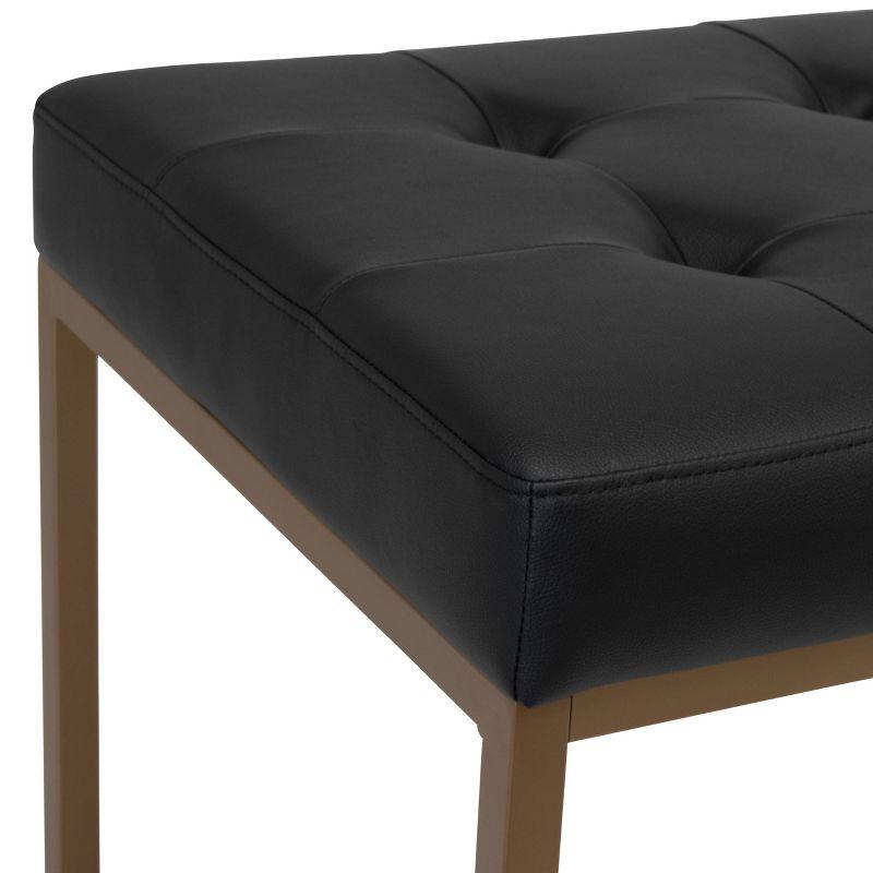 60" Wide Camber Modern Metal and Bonded Leather Bench Black/Bronze - Studio Designs Home: Elegant Tufted Seating