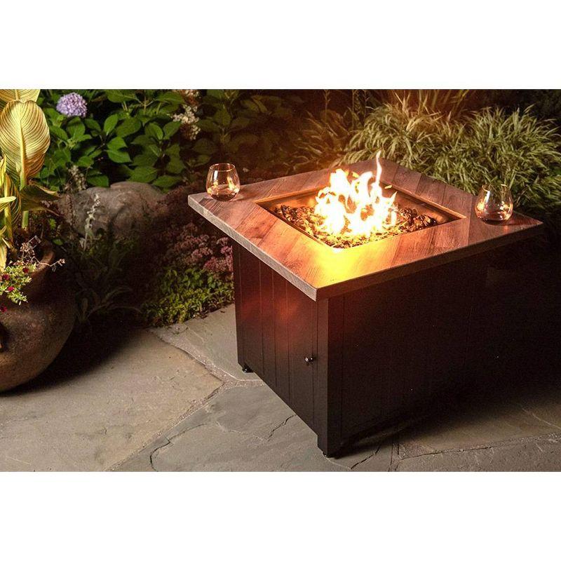 Harper by Endless Summer, 30" Square LP Gas Outdoor Fire Pit with Faux Wood Mantel