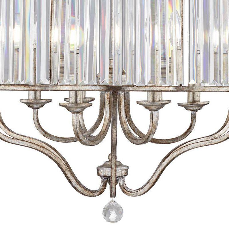 Vienna Full Spectrum Stella Antique Soft Silver Chandelier 22" Wide French Crystal Glass 6-Light Fixture for Dining Room House Foyer Kitchen Island