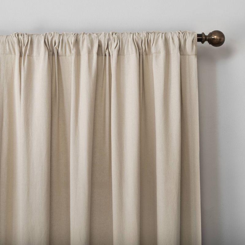 Ecru Linen Blend Light-Filtering Back Tab Curtain Panel