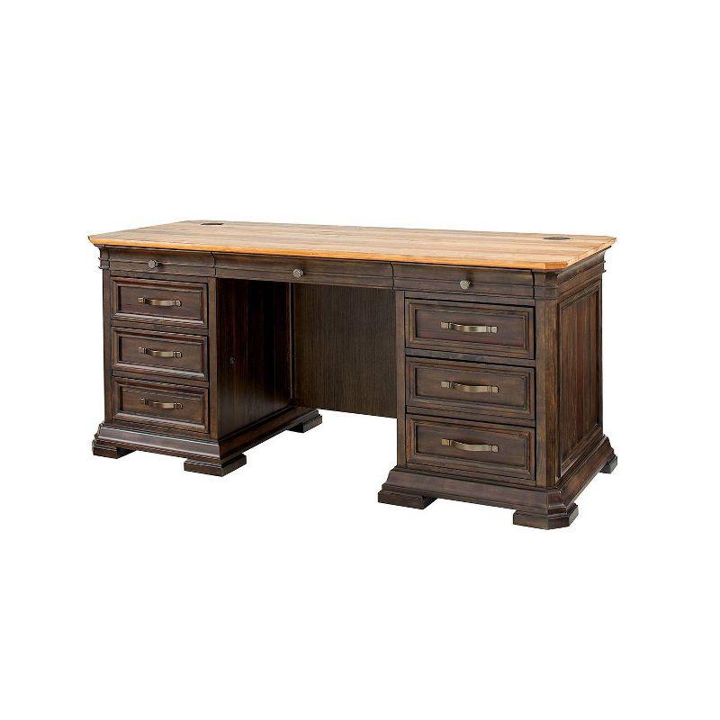 Sonoma Double Pedestal Desk Brown - Martin Furniture: Antique Bronze Hardware, Wood Veneer, No Assembly Required