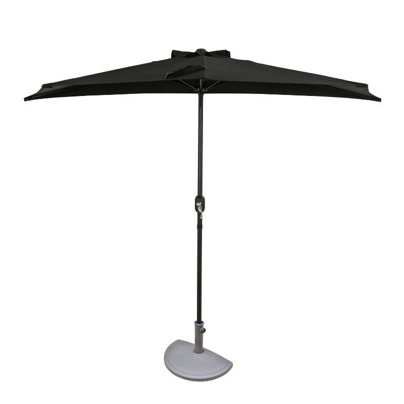 Lanai 9-ft Black Polyester Half Patio Umbrella with Steel Frame