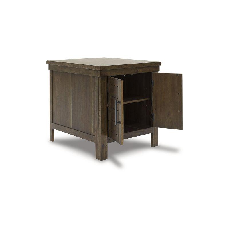 Rustic Brown Wood End Table with Storage Cabinet