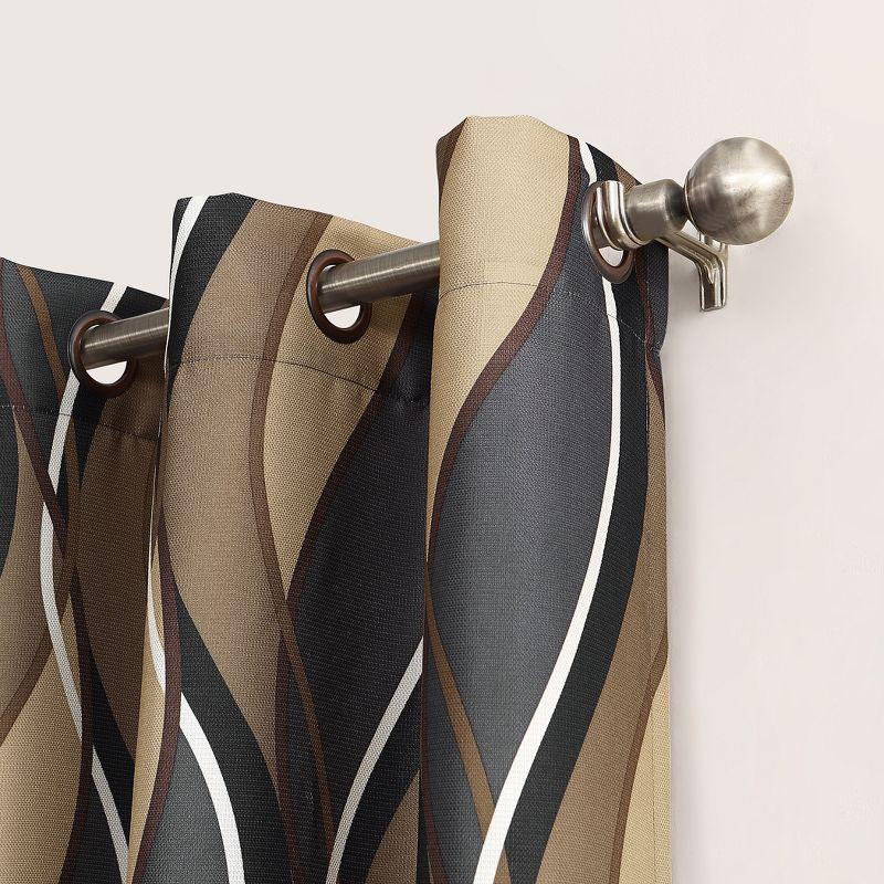 48"x95" No. 918 Semi-Sheer Intersect Ogee Wave Print Grommet Curtain Panel Charcoal Gray: Modern Light Filtering Curtain Panels
