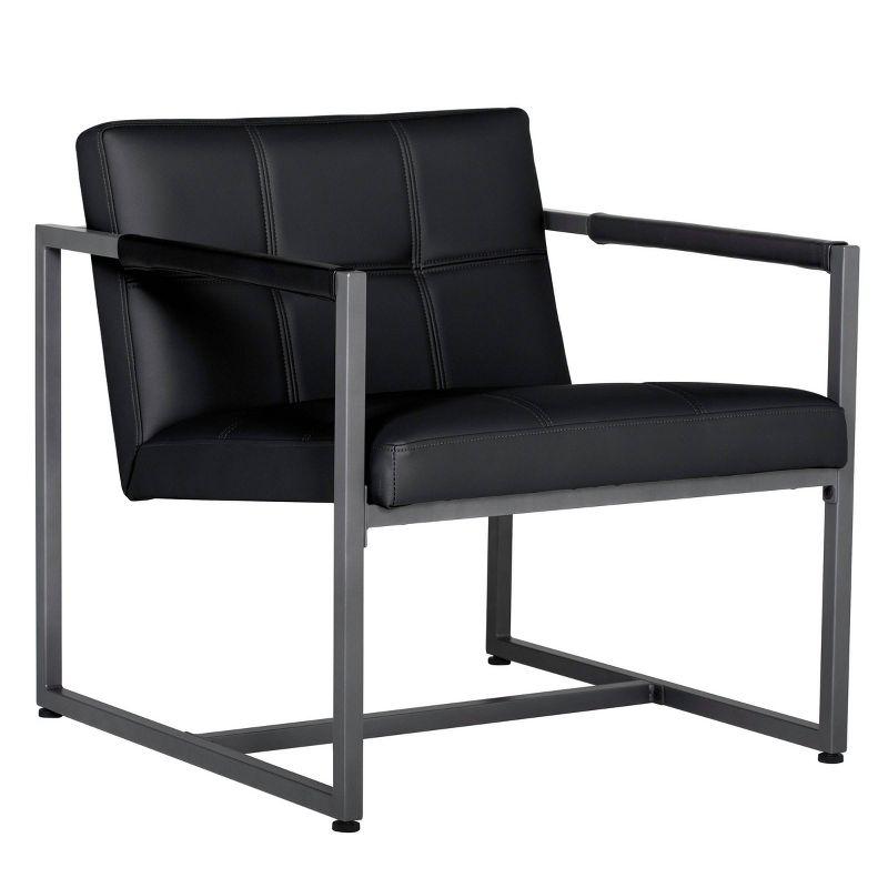 Camber Modern Black Leather Accent Chair with Metal Frame