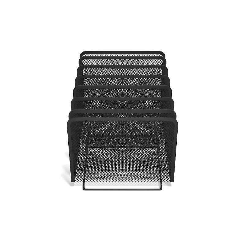 Matte Black Metal Mesh 7-Compartment Document Sorter