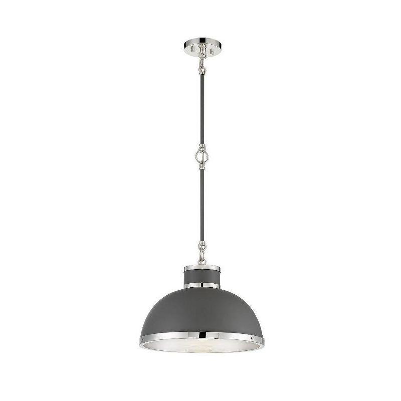 Savoy House Corning 1 - Light Pendant in  Gray/Polished Nickel