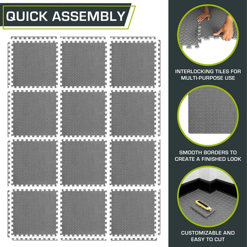 ProsourceFit Exercise Puzzle Mat 1/2-in, Grey, 48 Sq Ft - 12 Tiles