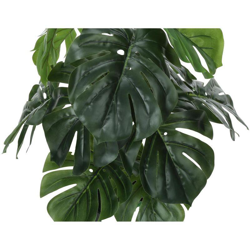 Monarch Specialties Artificial Plant 24 inch Tall Monstera Indoor Faux Fake Table Greenery Potted Real Touch Decorative Green Leaves Black Pot