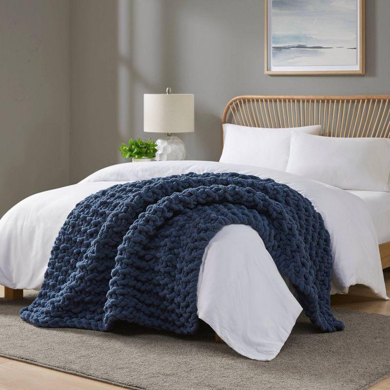Madison Park Chenille Chunky Knit Throw