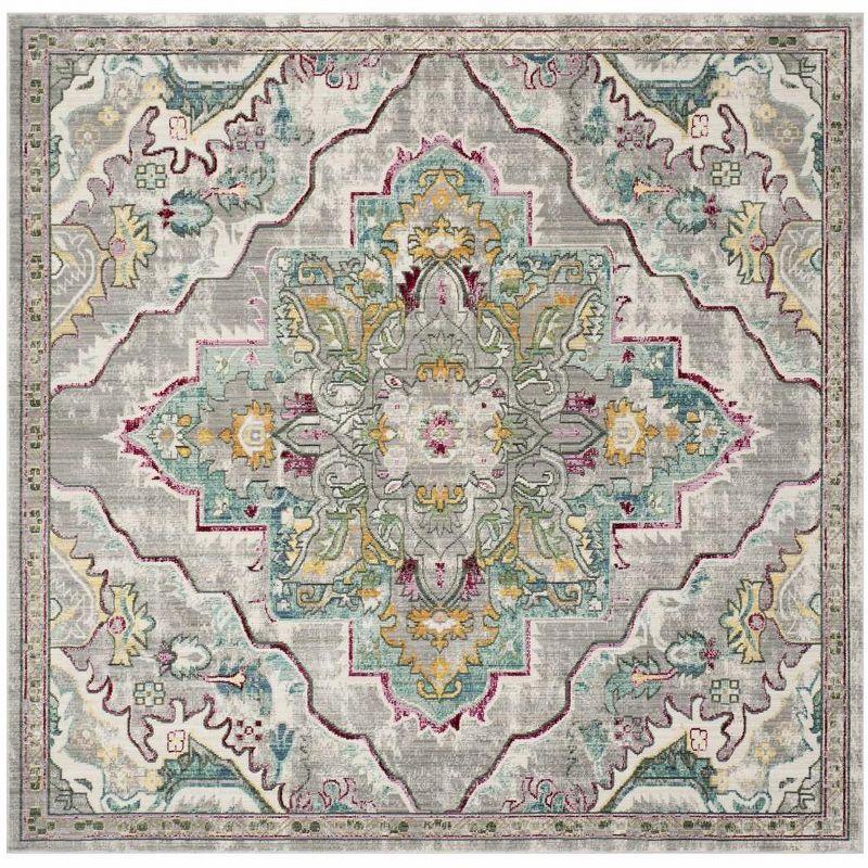 Mystique MYS921 Power Loomed Area Rug Grey / Light Blue 6'-7" X 6'-7" Square - Safavieh.