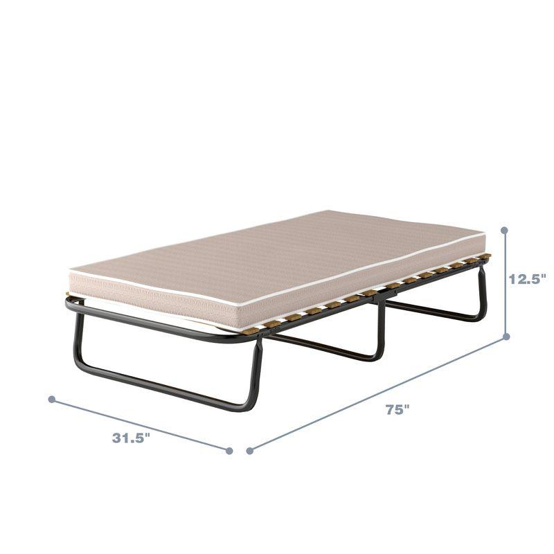 Costway Folding Bed w/Memory Foam Mattress Metal Guest Sleeper Wood Slats Made in Italy