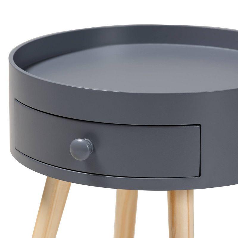 1 Drawer Jessen Wood Nightstand Gray - Baxton Studio: Bedside Table with Storage, Angled Legs