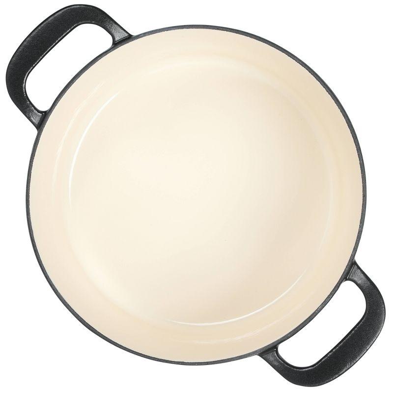 Martha Stewart Gatwick 7qt Enamel Cast Iron Dutch Oven Matte Black: Oven-Safe, Gas & Electric Compatible, 15" Diameter