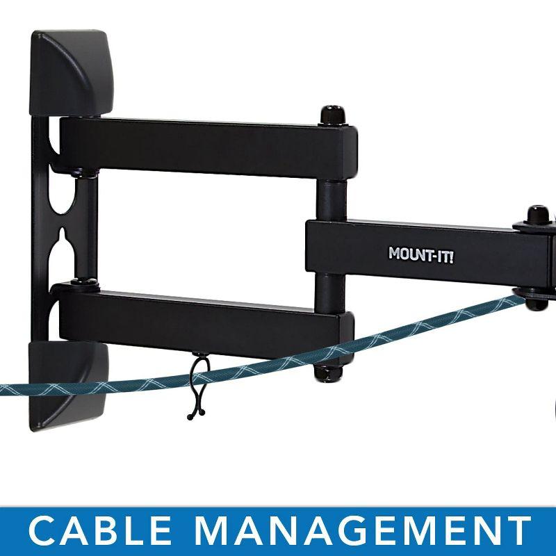 Full-Motion Black TV Wall Mount with AV Shelf