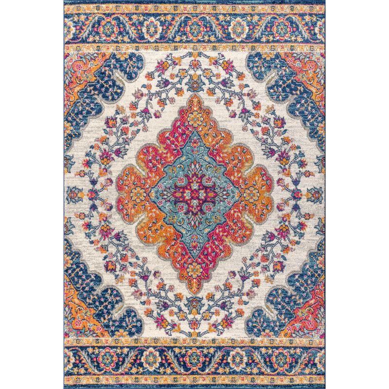 JONATHAN Y Bohemian FLAIR Boho Vintage Medallion Blue/Multi 3 ft. x 5 ft. Area Rug