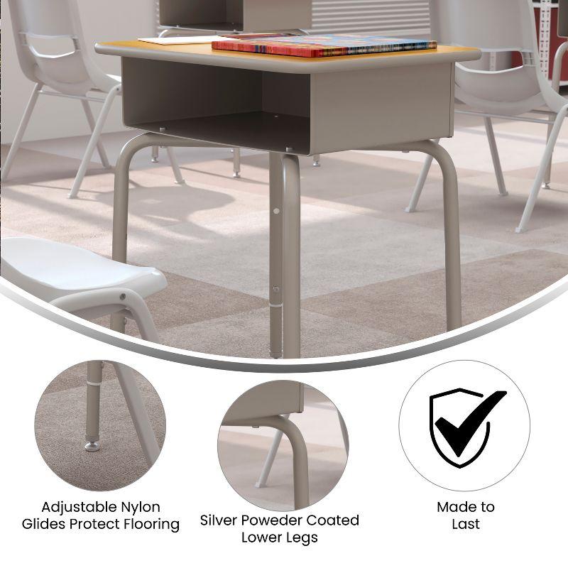 Flash Furniture Goddard Height-Adjustable Open Front Student Desk with Metal Book Box