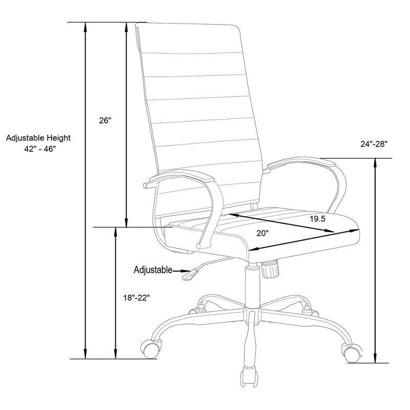 LeisureMod Benmar High-Back Office Conference Chair Upholstered in Leather with Swivel and Tilt