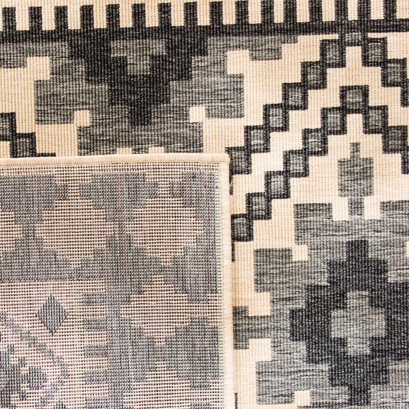 Ivory and Slate Southwestern Synthetic Indoor/Outdoor Area Rug