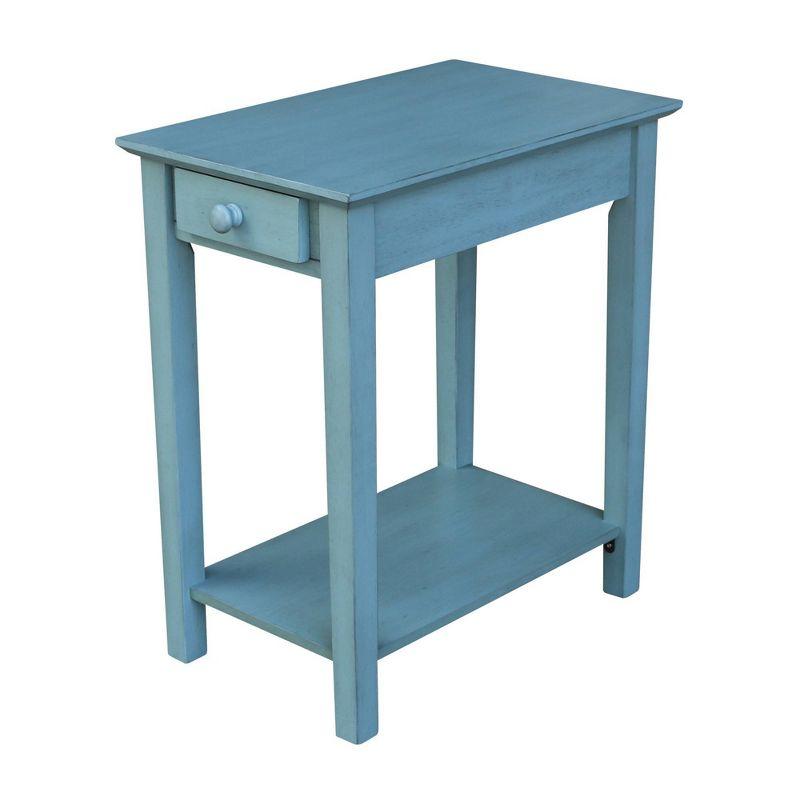 Ocean Blue Traditional Elegant Solid Parawood End Table with Storage