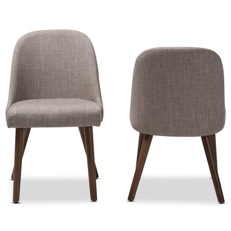 Set of 2 Cody Mid Century Modern Dining Chairs - Baxton Studio: Beige Upholstery, Walnut Wood