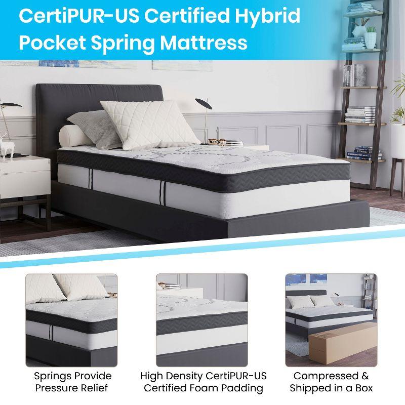 Emma and Oliver 12 Inch CertiPUR-US Certified Hybrid Pocket Spring Mattress, Twin Mattress in a Box - Premium Mattress