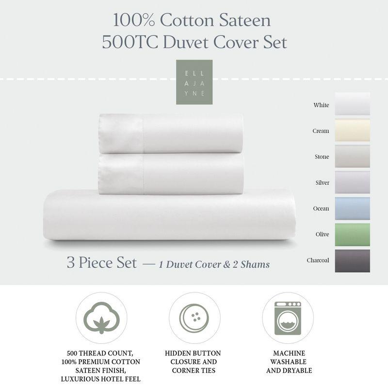 EJ Classic Ella Jayne 100% Luxe Cotton Sateen Duvet Cover Set - Smooth, Breathable, Comfort (Set of 3)