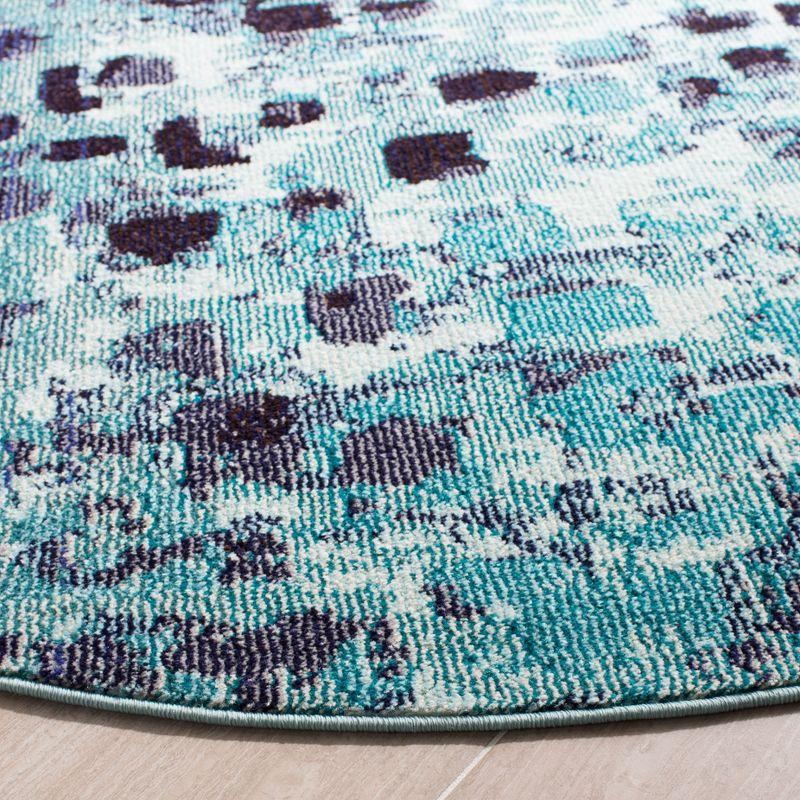 Madison MAD425 Power Loomed Indoor Accent Rug - Turquoise/Navy - 3' Round - Safavieh