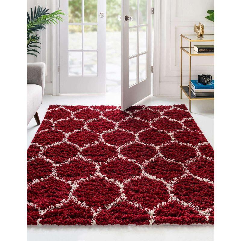 Unique Loom Trellis Shag Ruby Trellis Indoor Woven Area Rug