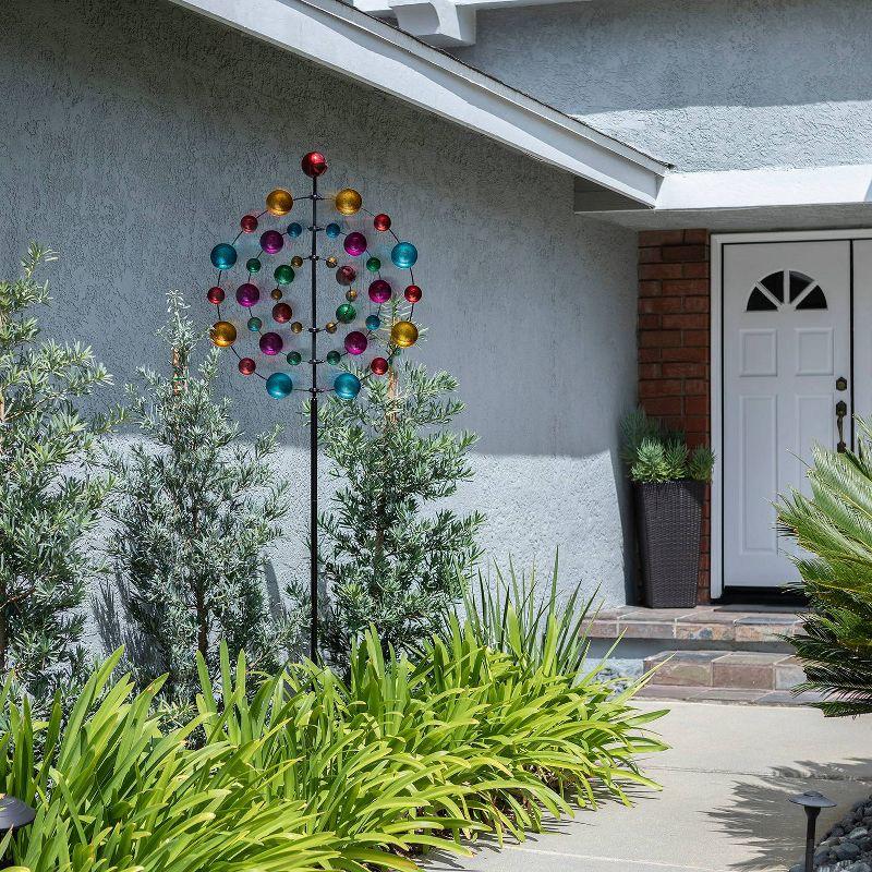 89" Multi-Color Iron Kaleidoscopic Kinetic Garden Stake