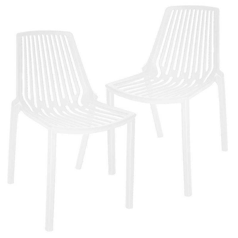 White Metal Stackable Modern Side Chair Set