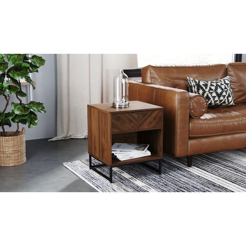 Nathan James Set of 2 Kensi Wood Herringbone Nightstands Brown