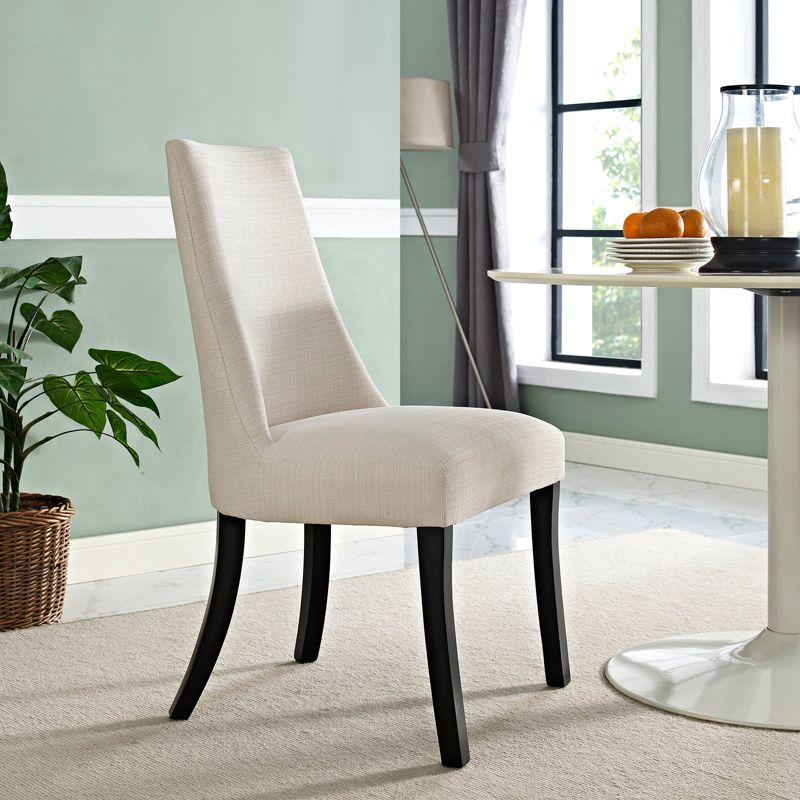 Modway Reverie Dining Side Chair Beige: Polyester Upholstery, Espresso Wood Legs, Armless Design, 287lb Capacity